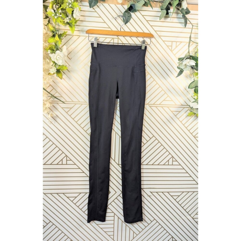 Athleta Women's Straight Leg Pants Black Pull On Yoga Activewear High Rise XXS